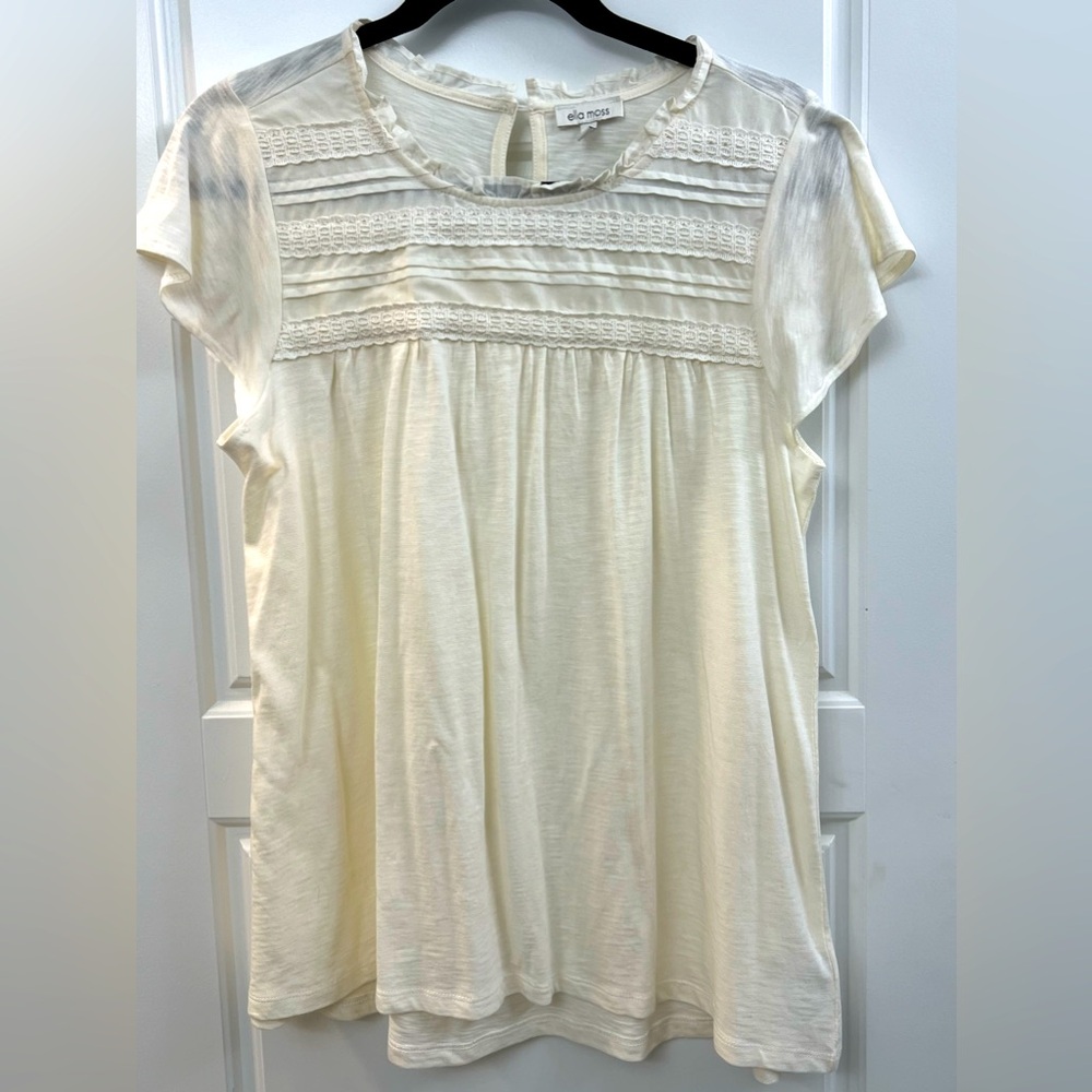 Ella Moss Cream Short sleeve Top Sz S